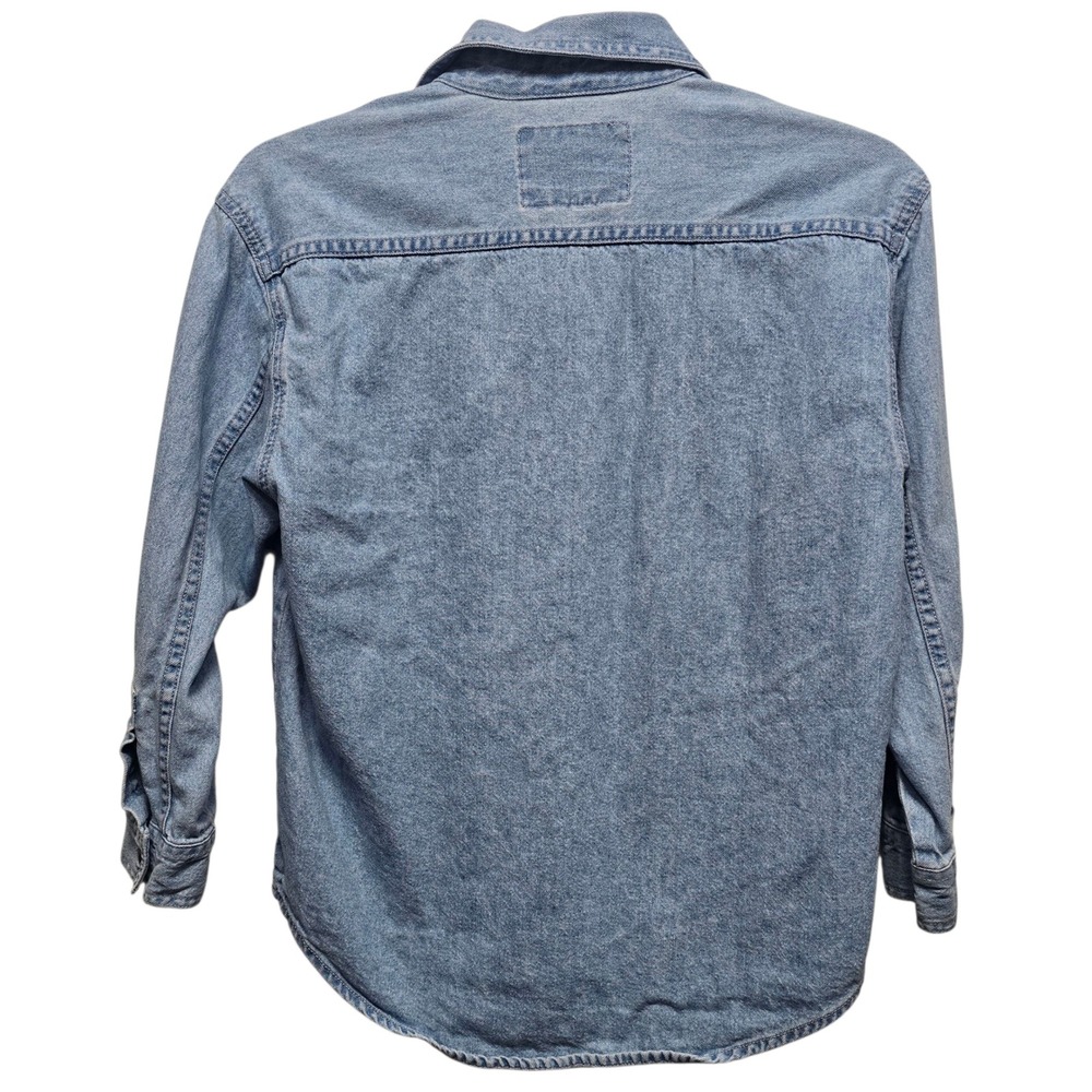 Vintage Levis Denim Shirt Button Up Long Sleeve Light Wash Sz S 8-10 Red Tab - Picture 2 of 11